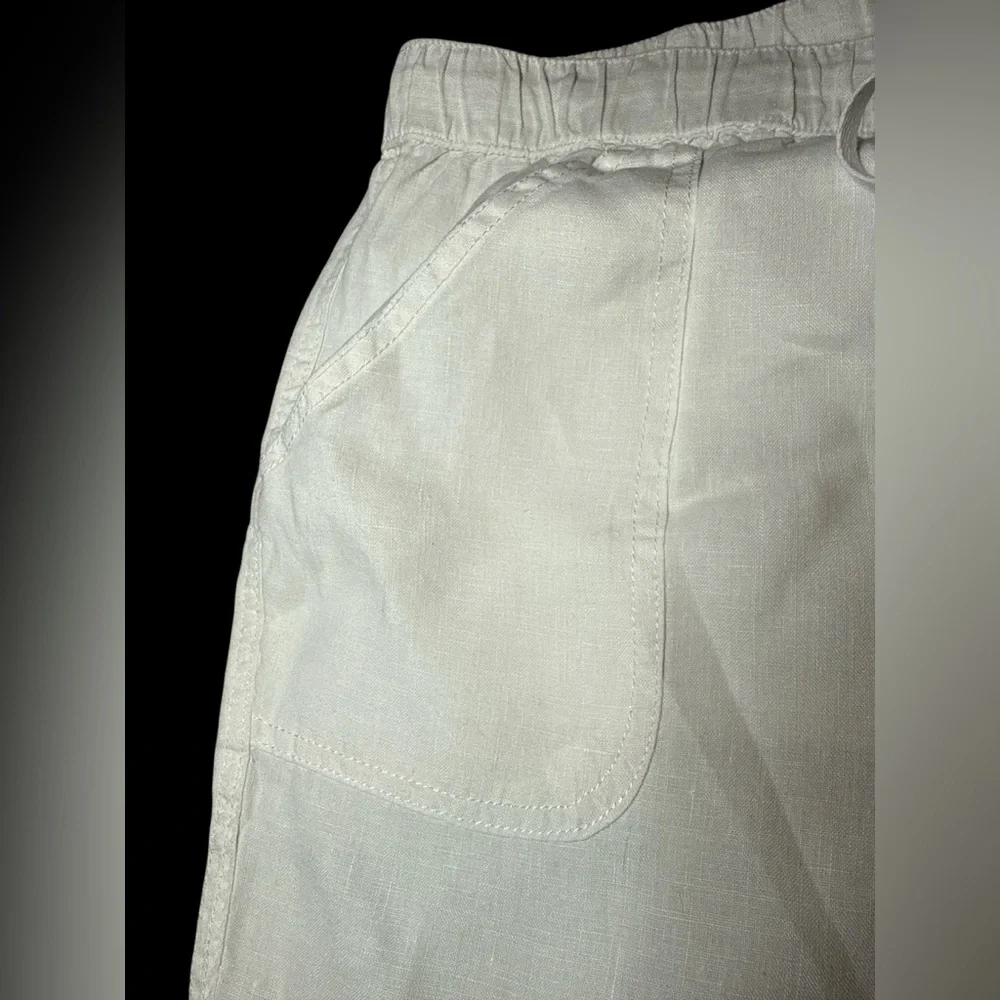 White Nicole Miller 100% Linen Cargo Jogger Pants - Picture 5 of 11